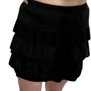 Vtg Y2K Chiffon Sheer Tiered Layers Filled Silver Chains Textured Mini S